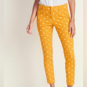 Old Navy High-rise Pixie Cut Pants Yellow Polka Dot
